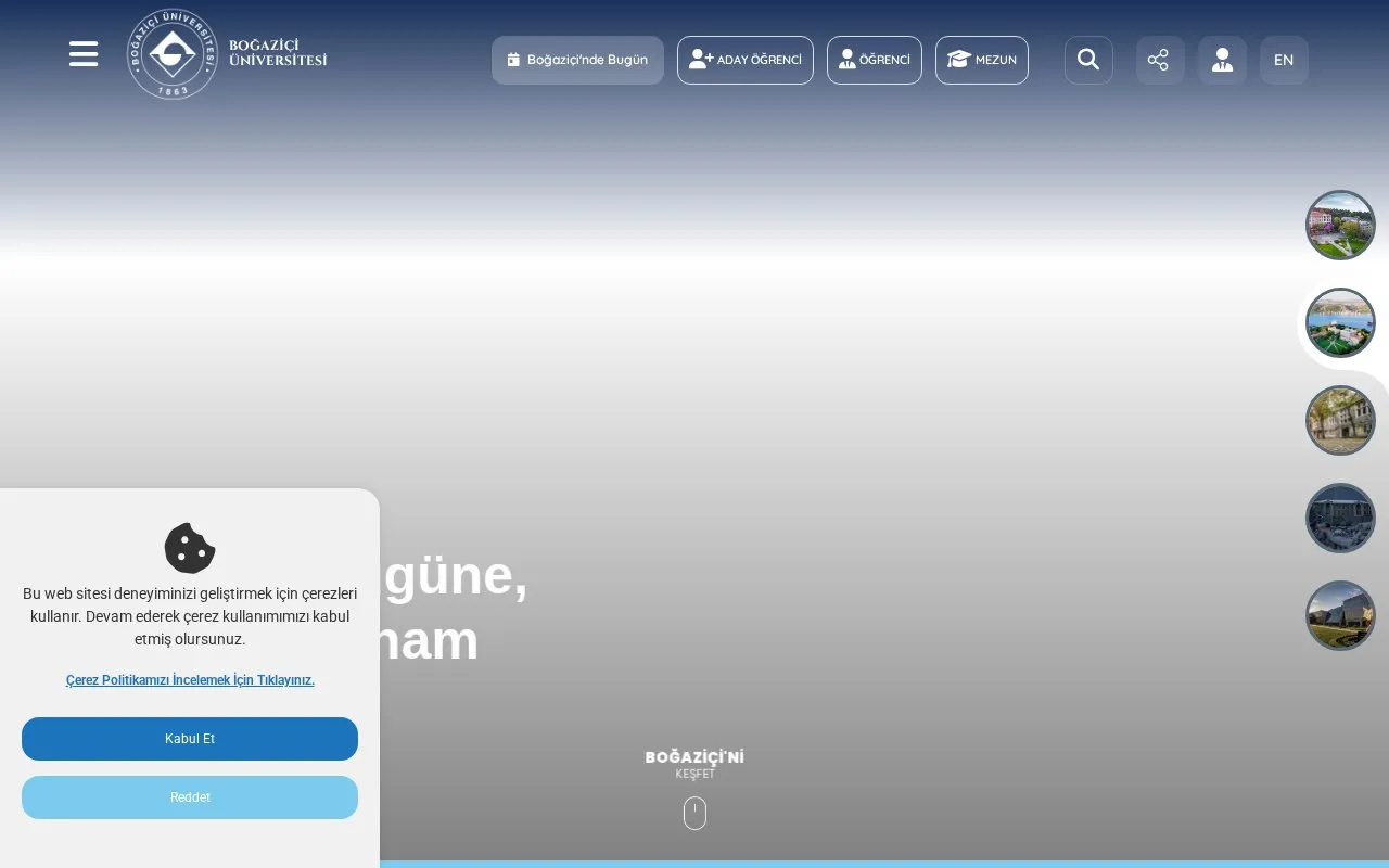 Bogazici University homepage screenshot