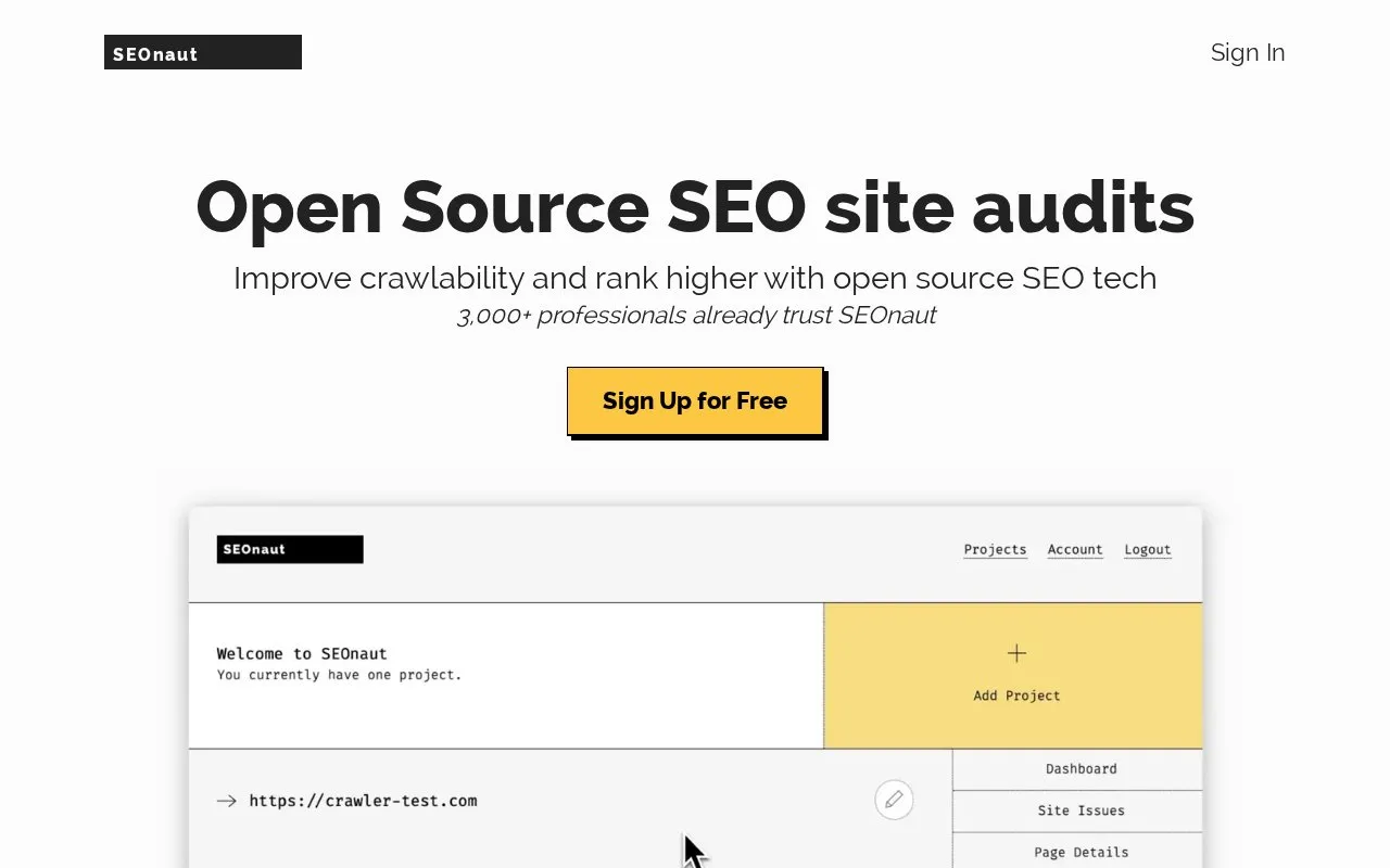 SEOnaut homepage screenshot