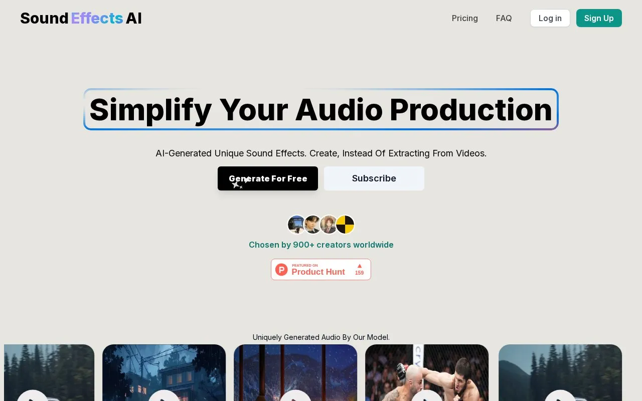 Sound Effect AI homepage screenshot