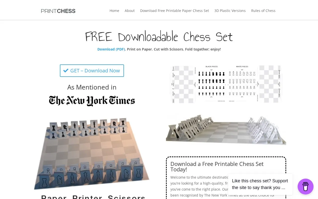 Print Chess homepage screenshot
