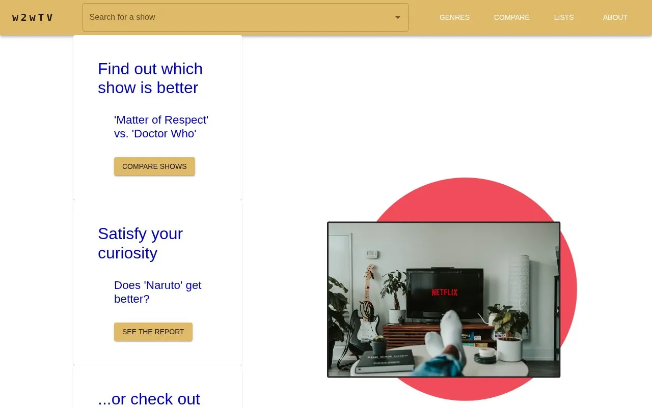 WhatToWatchOn.tv homepage screenshot