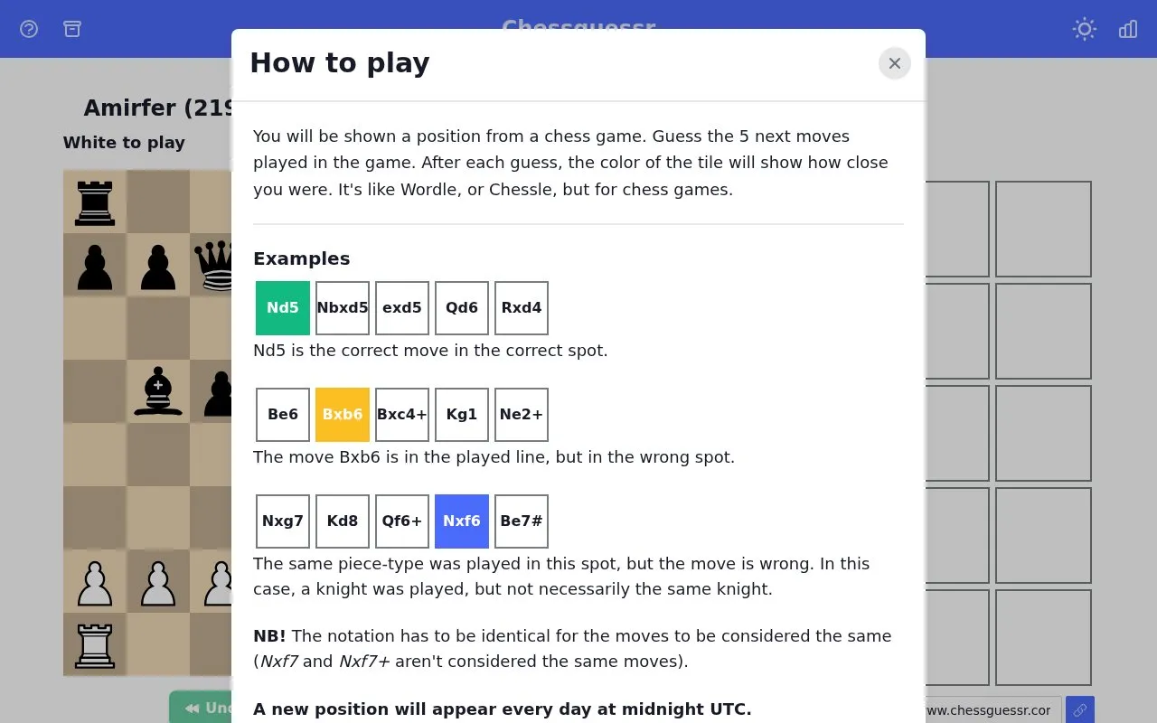 Chessguessr homepage screenshot