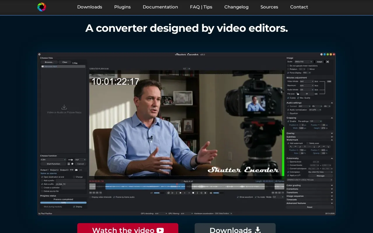 Shutter Encoder homepage screenshot