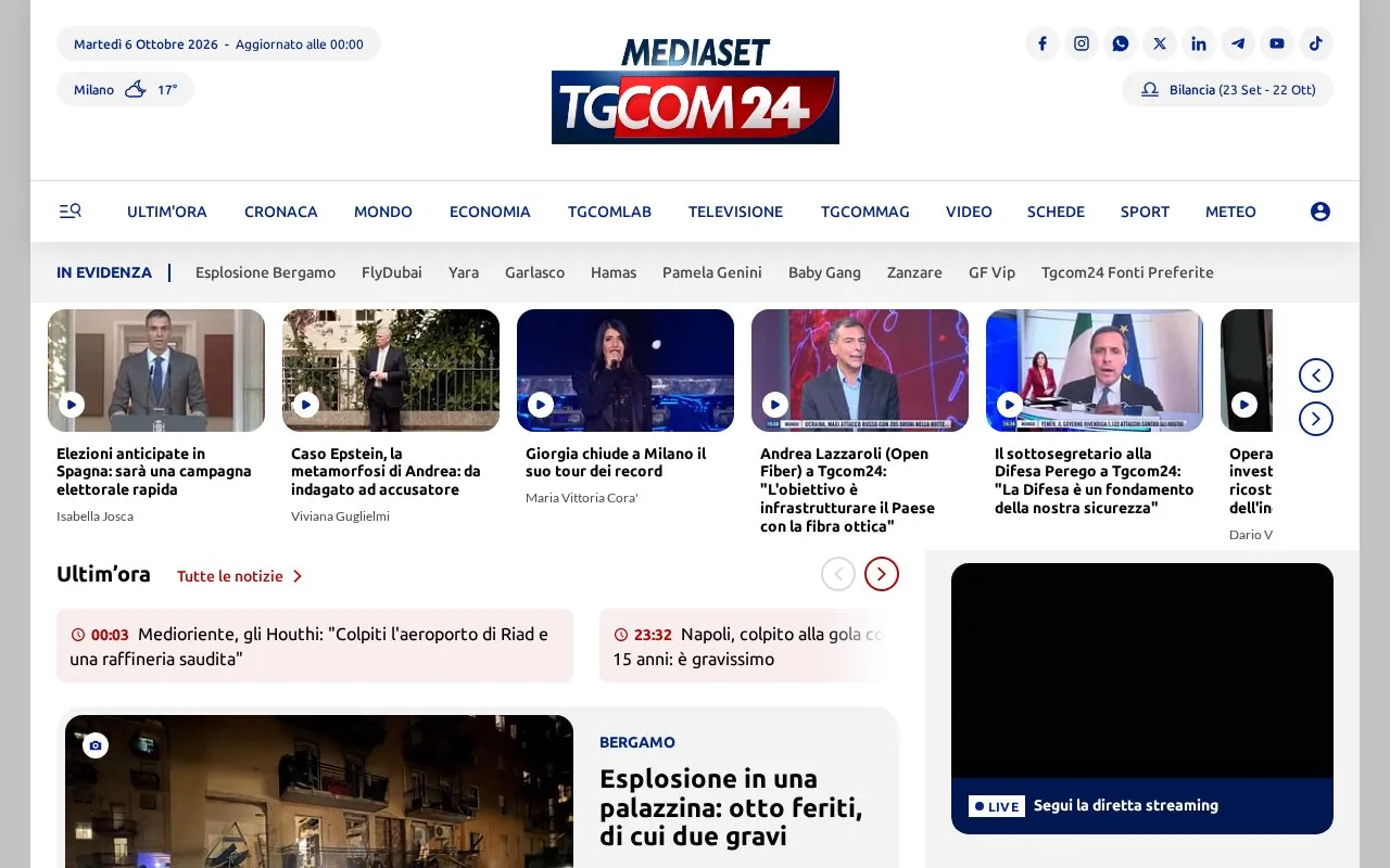 Tgcom24 homepage screenshot
