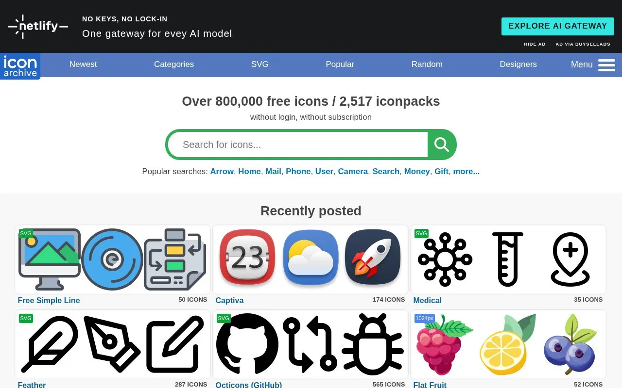 IconArchive homepage screenshot