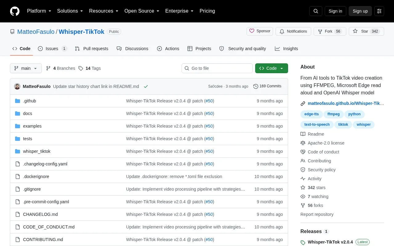 Whisper-TikTok homepage screenshot