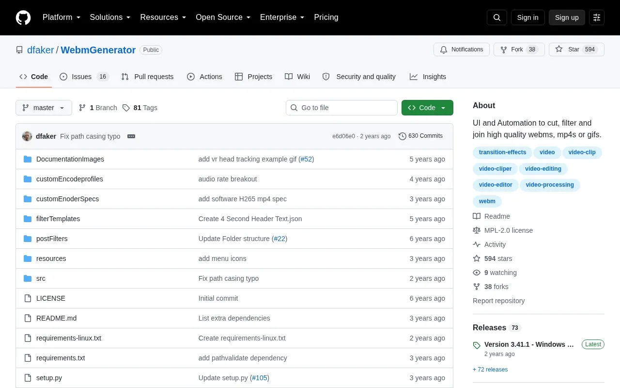 Webm Generator homepage screenshot