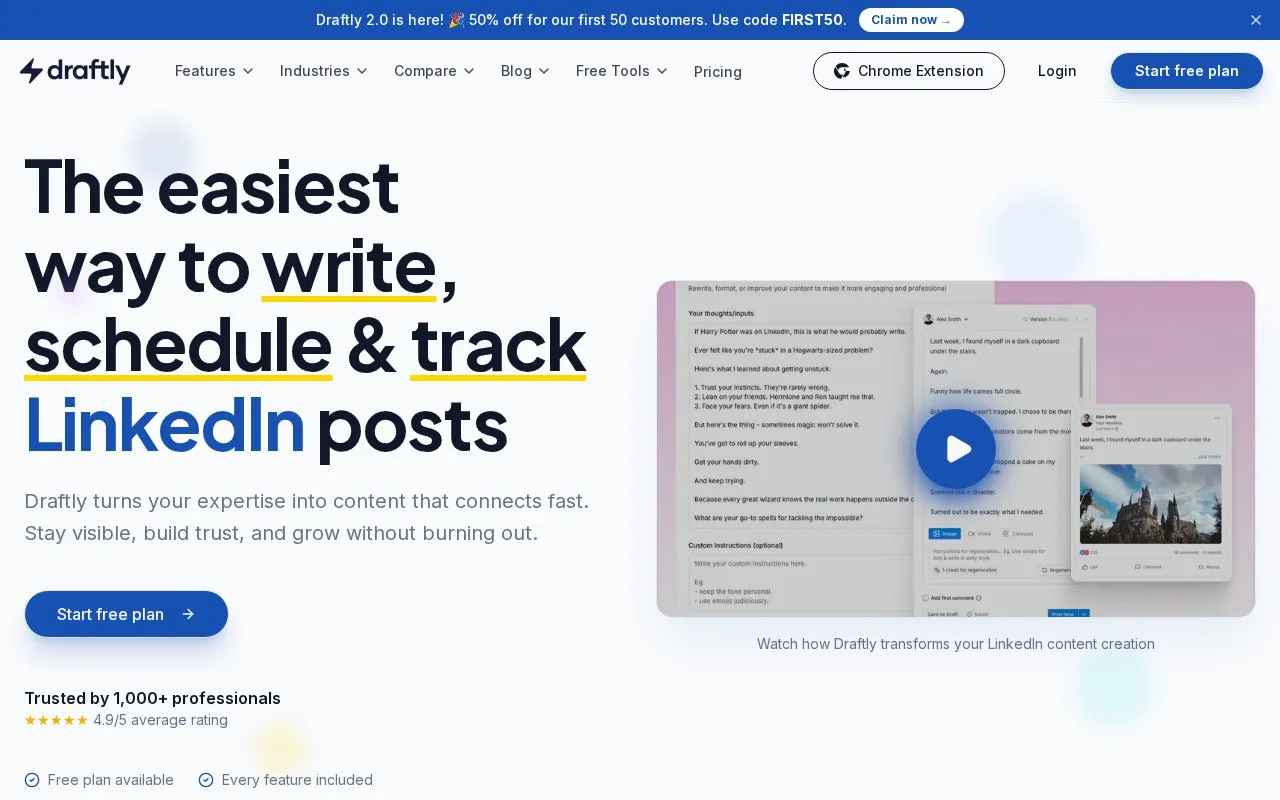 Draftly homepage screenshot