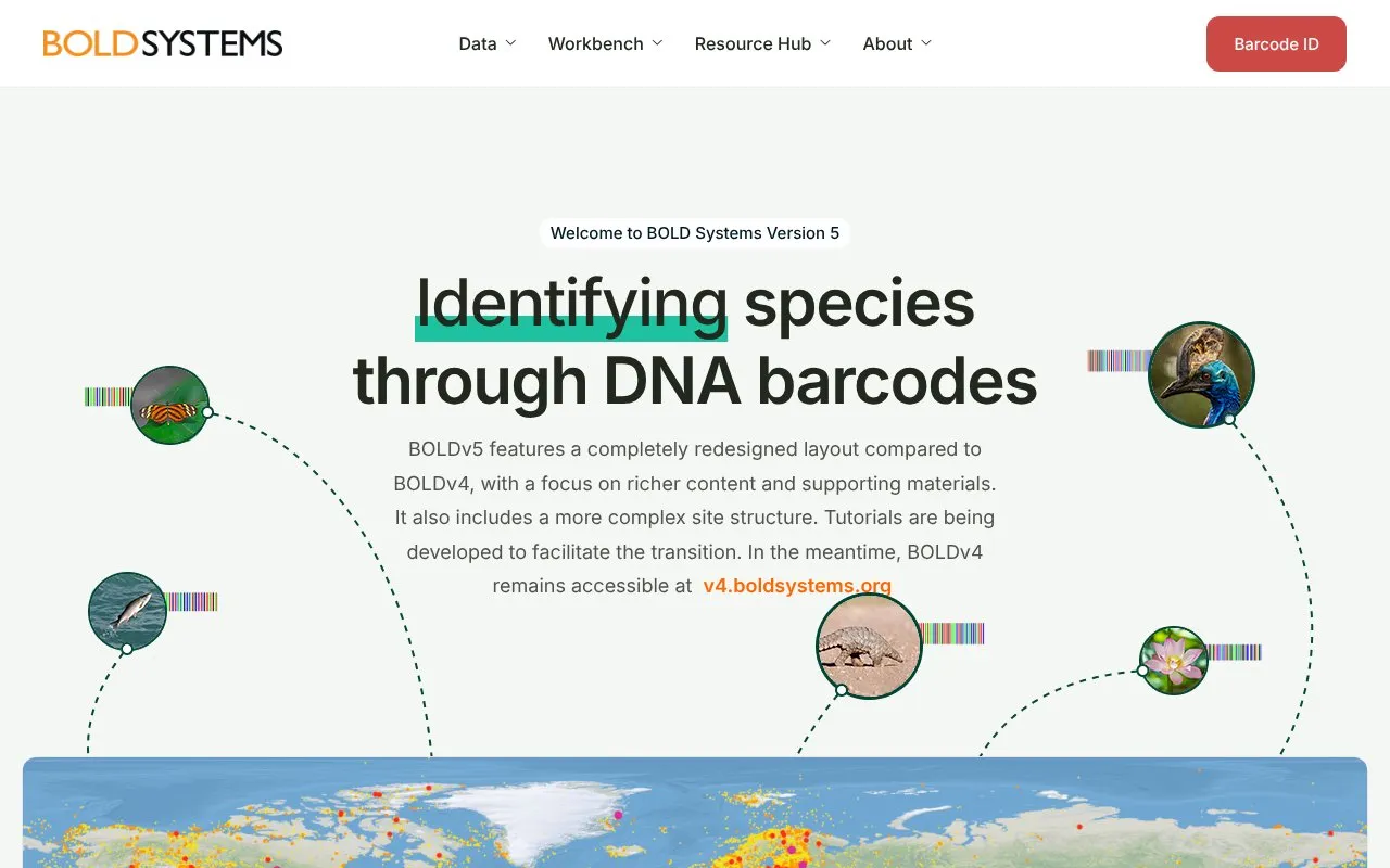 Barcode of Life Data Systems homepage screenshot
