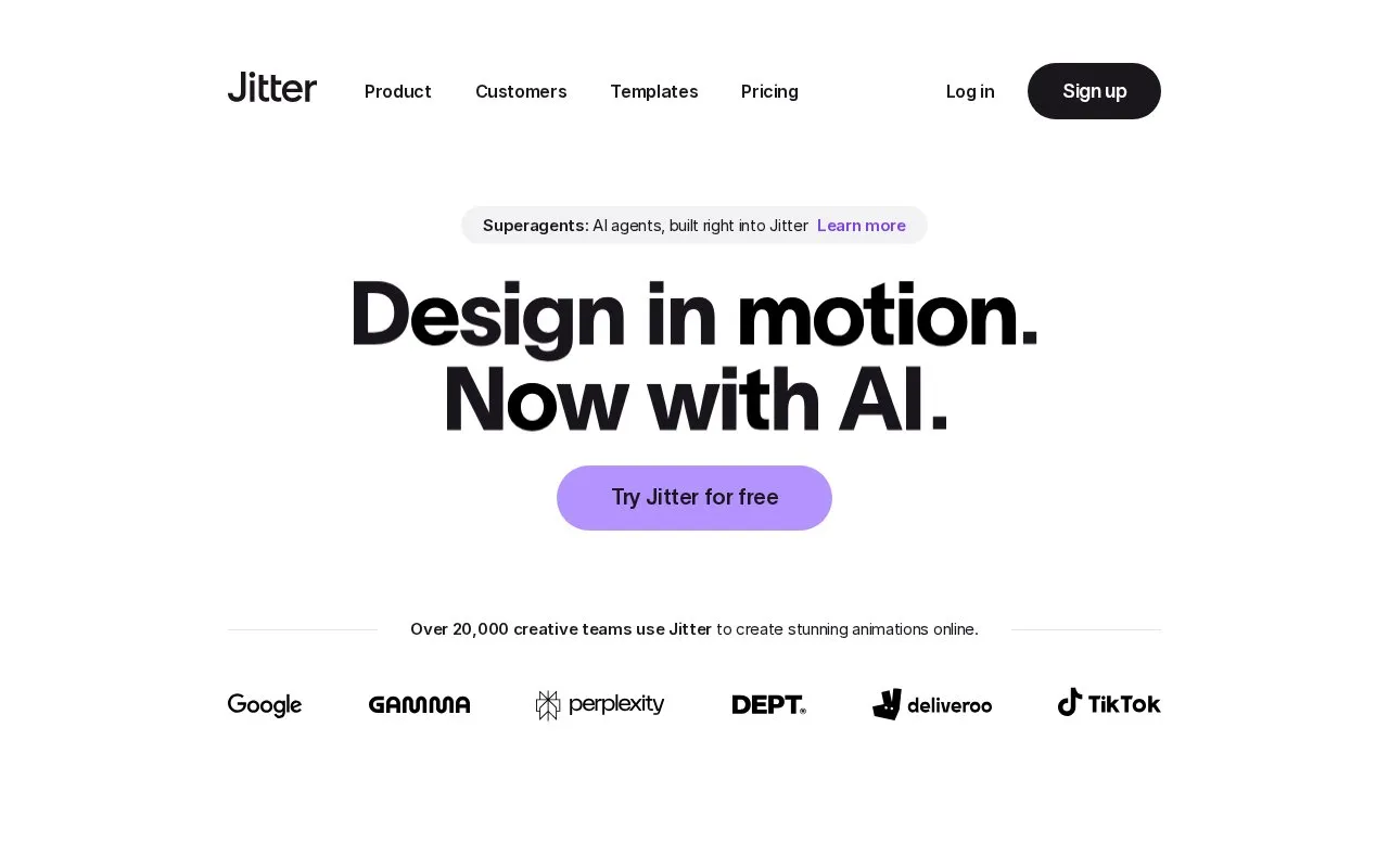 Jitter homepage screenshot