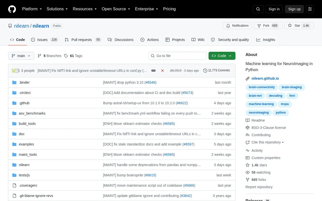 nilearn homepage screenshot