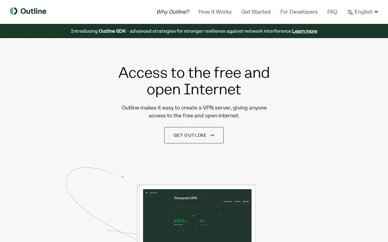 Outline homepage screenshot