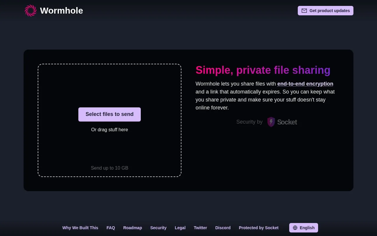 Wormhole homepage screenshot