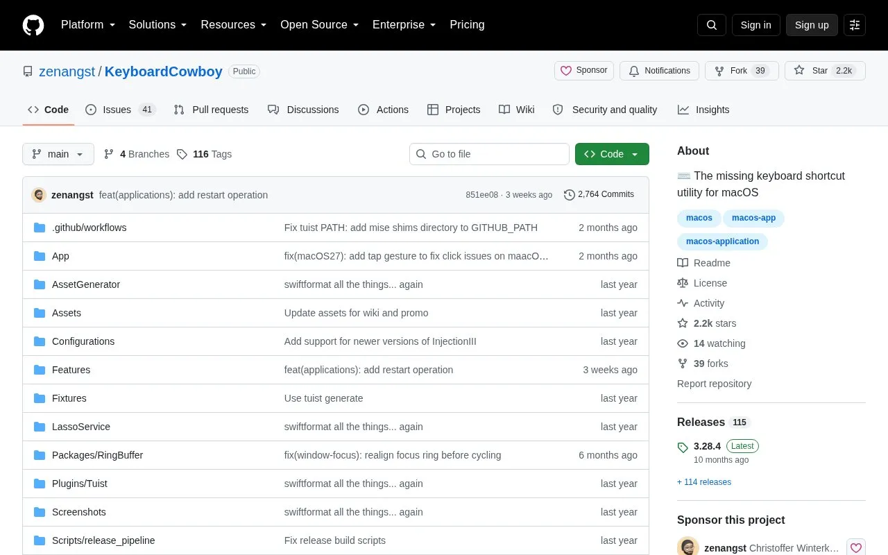 KeyboardCowboy homepage screenshot
