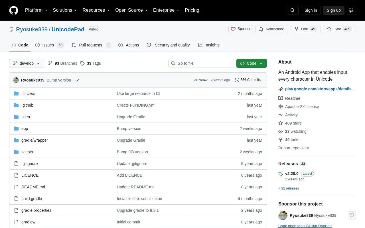 Unicode Pad homepage screenshot