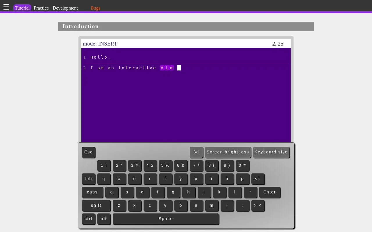 OpenVim homepage screenshot