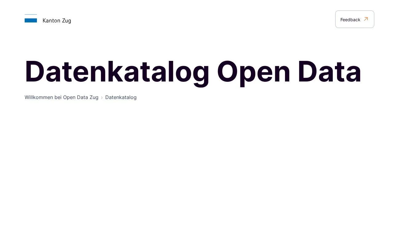 Datenkatalog Kanton Zug homepage screenshot