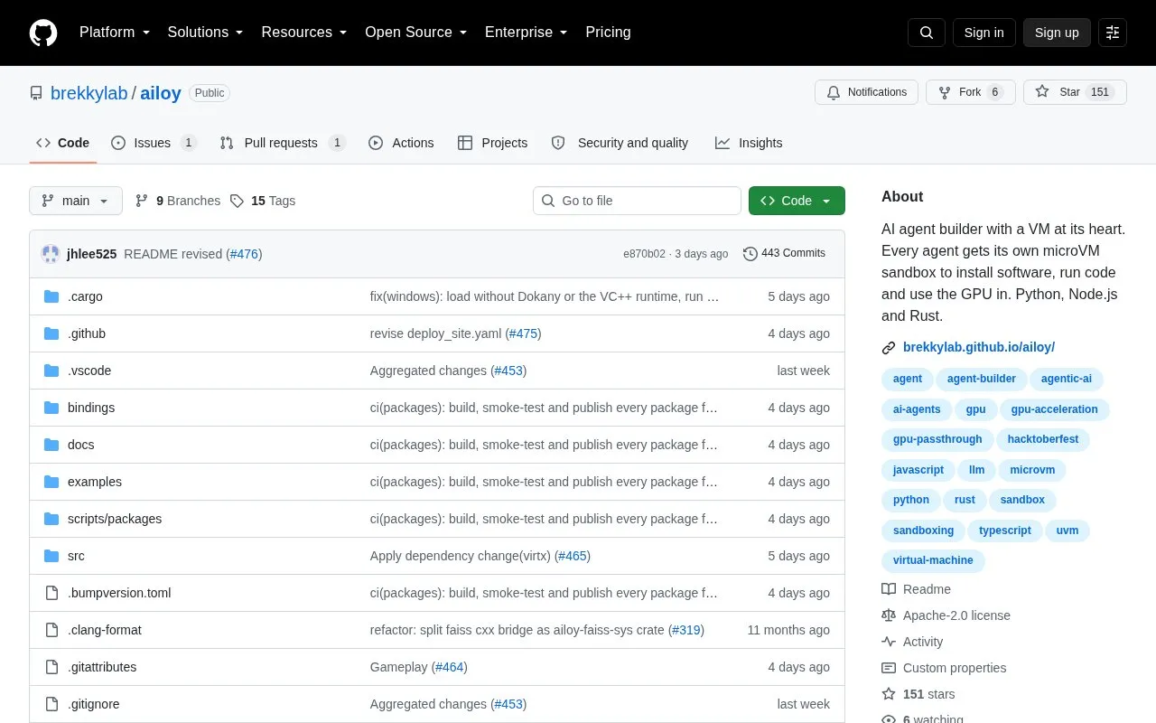 Ailoy homepage screenshot