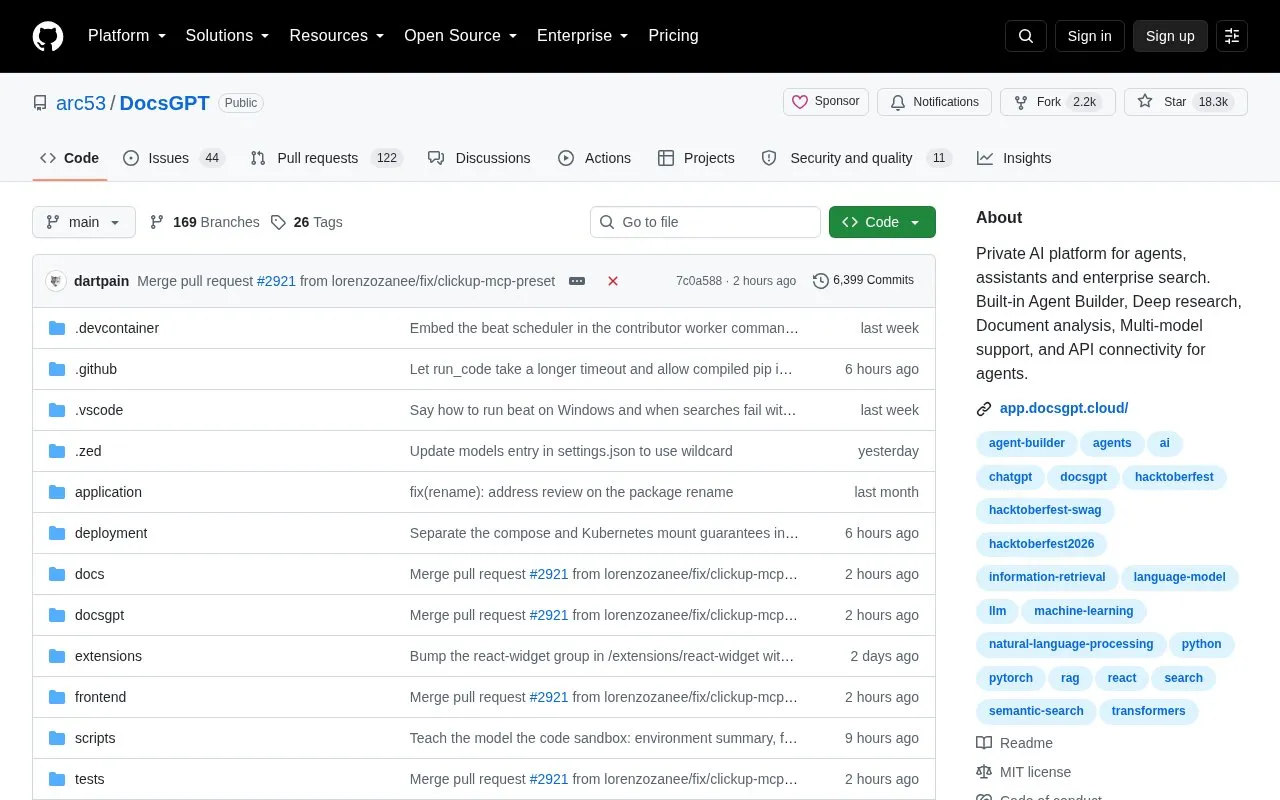 Docs Gpt homepage screenshot