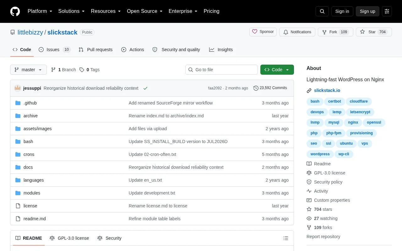 slickstack homepage screenshot