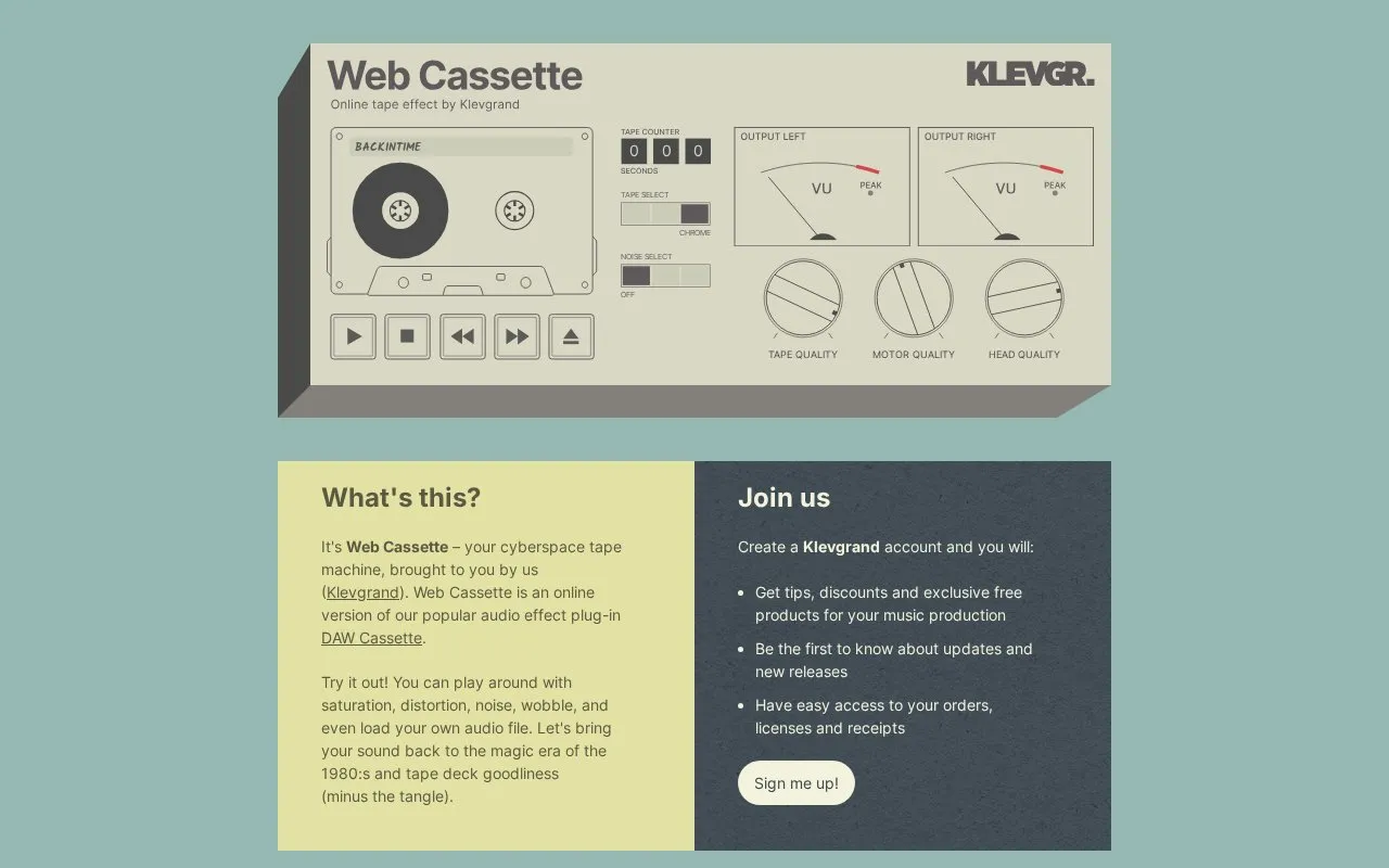 WebCassette homepage screenshot