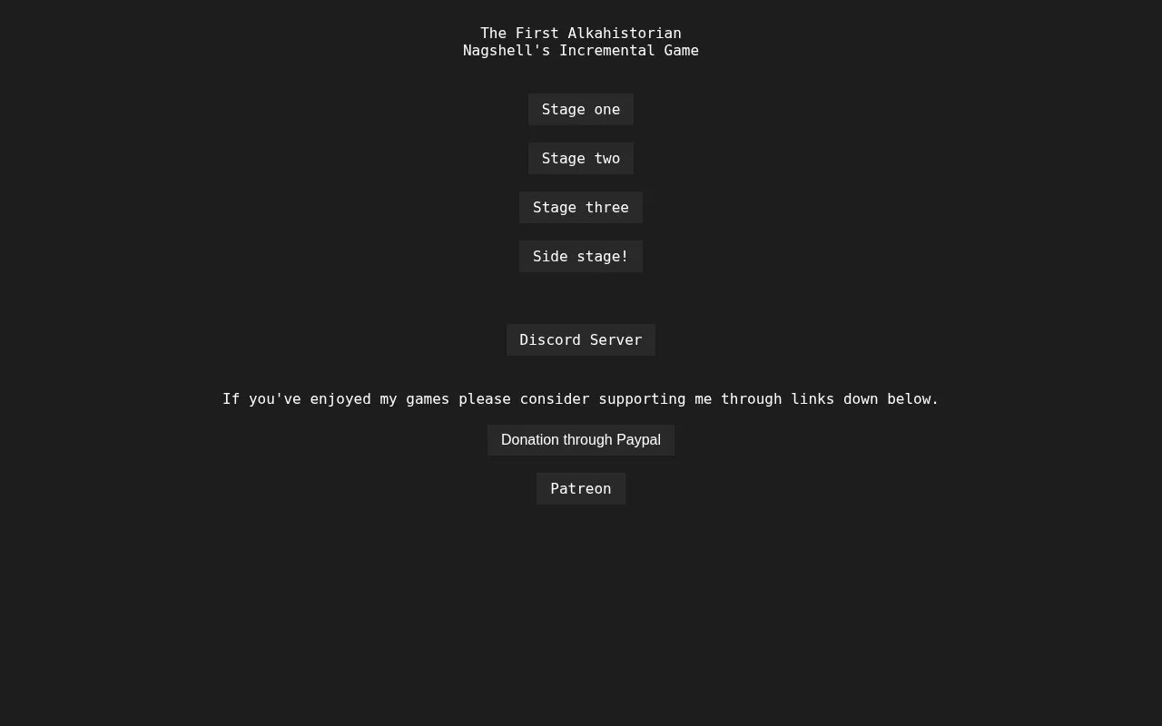 The First Alkahistorian homepage screenshot
