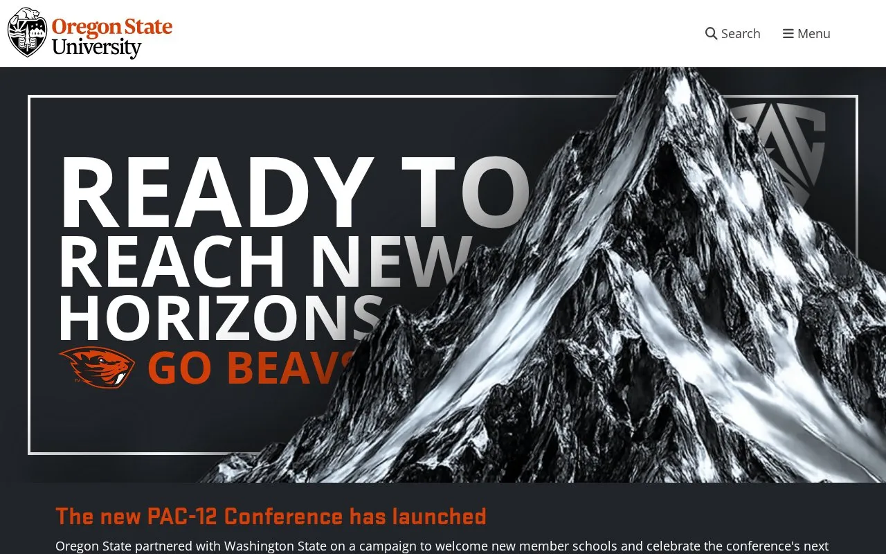 Oregon State University homepage screenshot