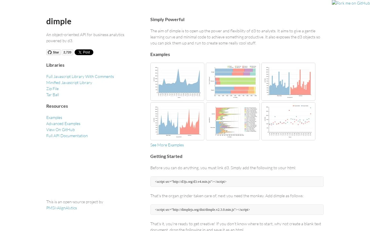 dimple homepage screenshot
