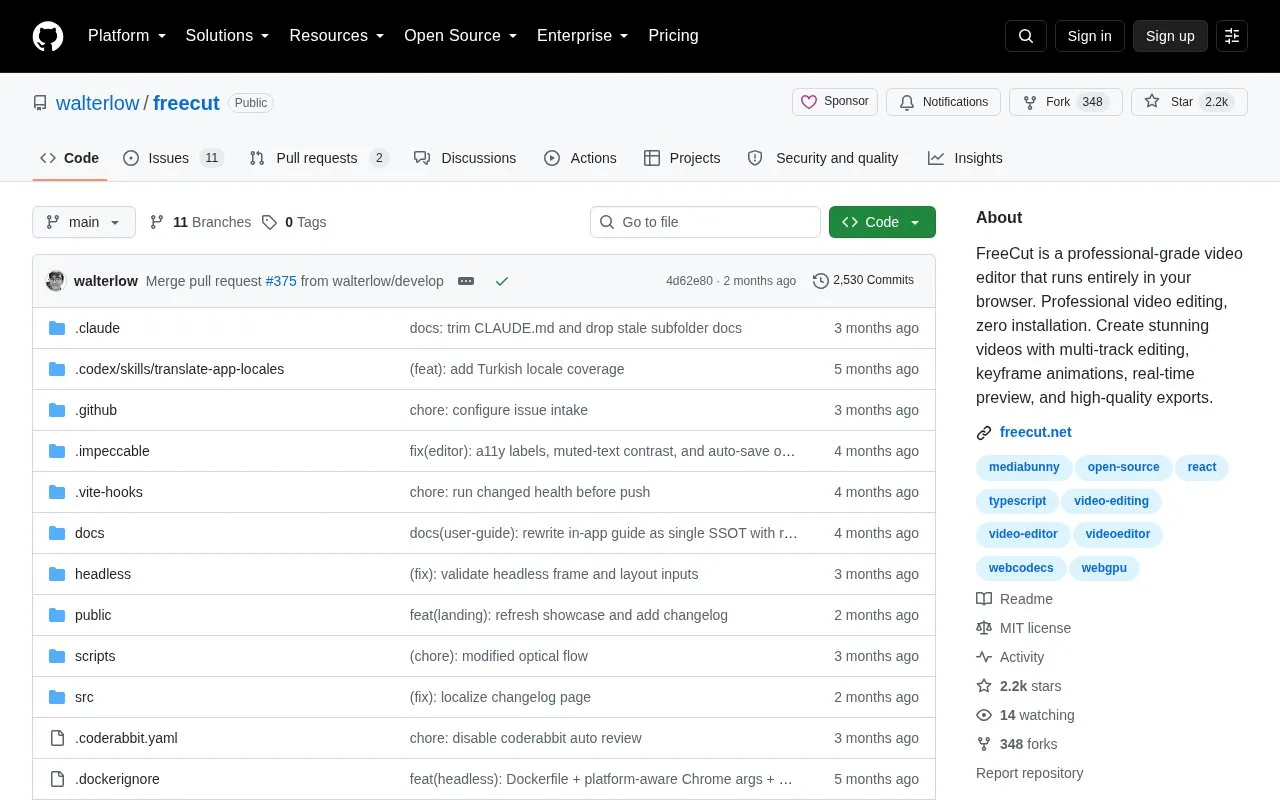 Freecut homepage screenshot