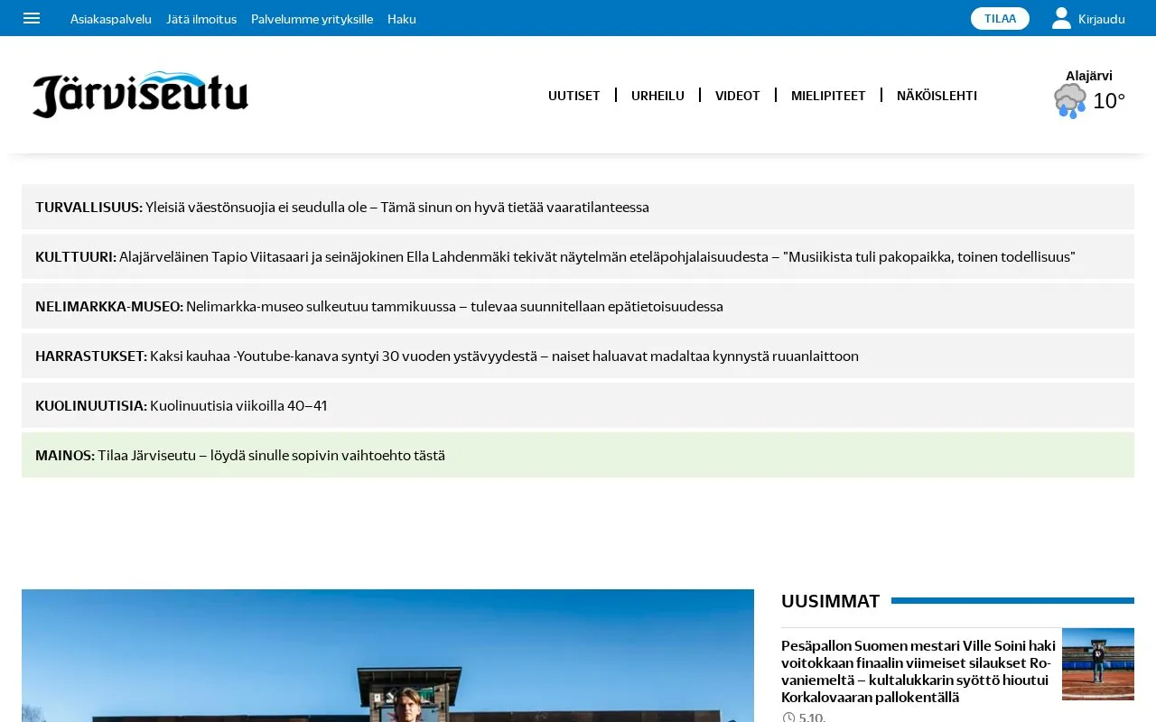 Järviseutu homepage screenshot