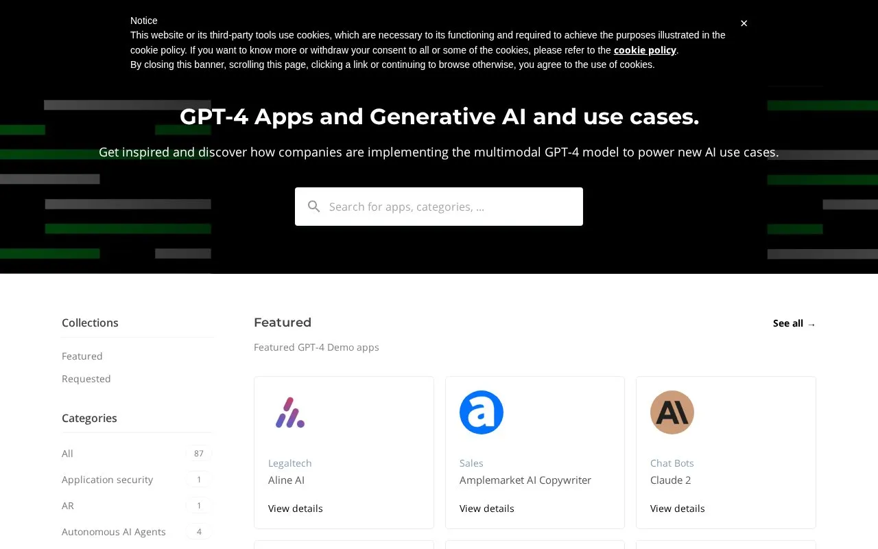 GPT-4 Demo homepage screenshot