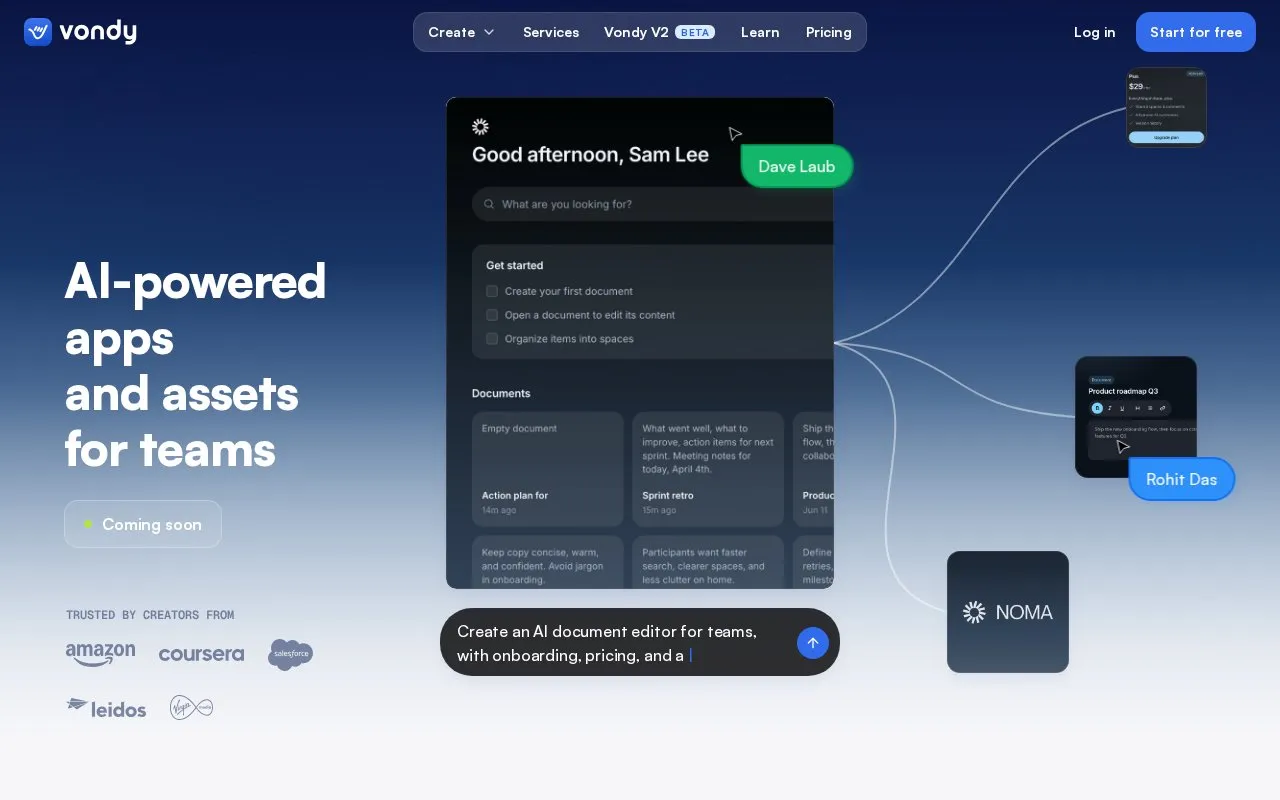 Vondy homepage screenshot