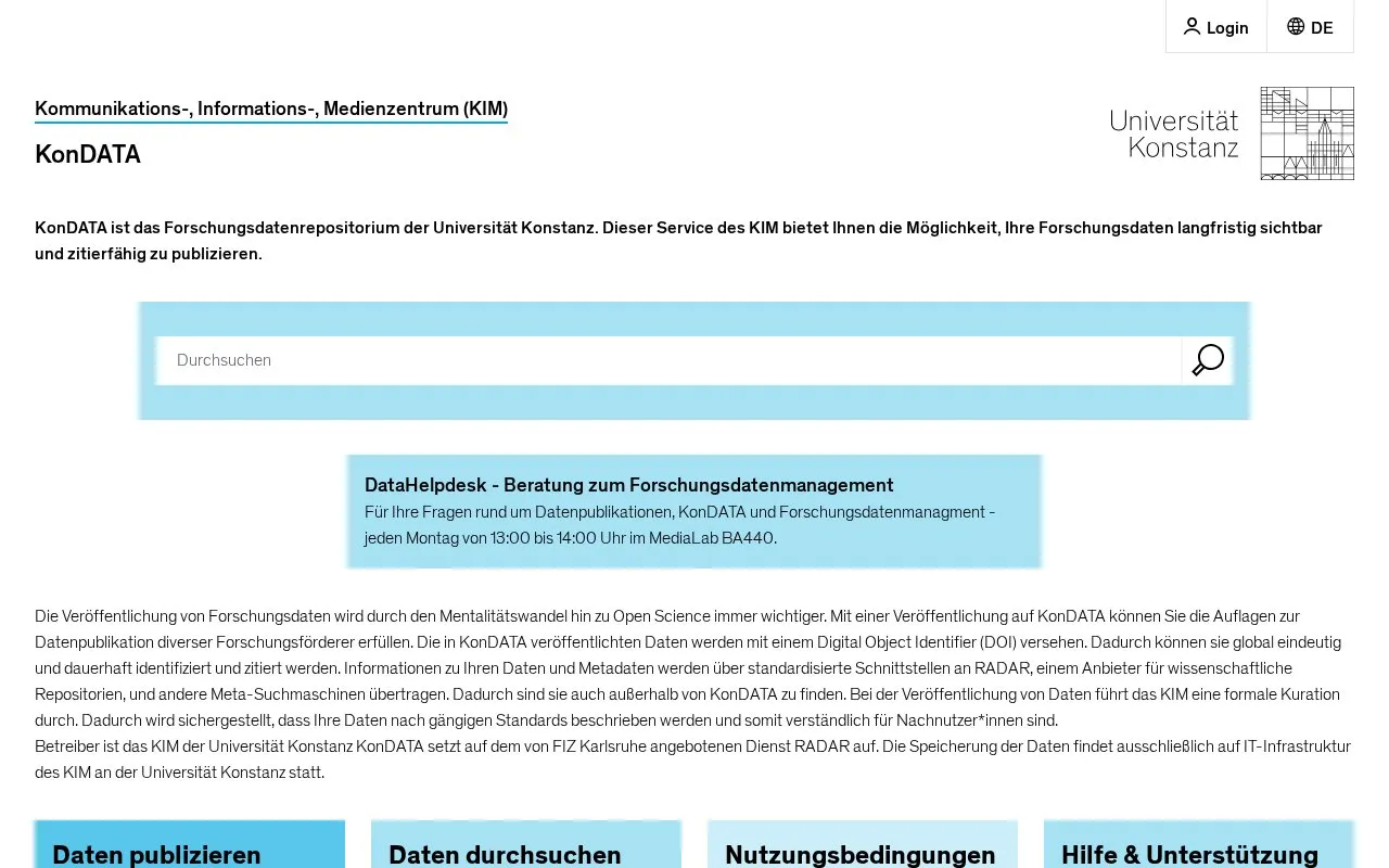 KonDATA homepage screenshot