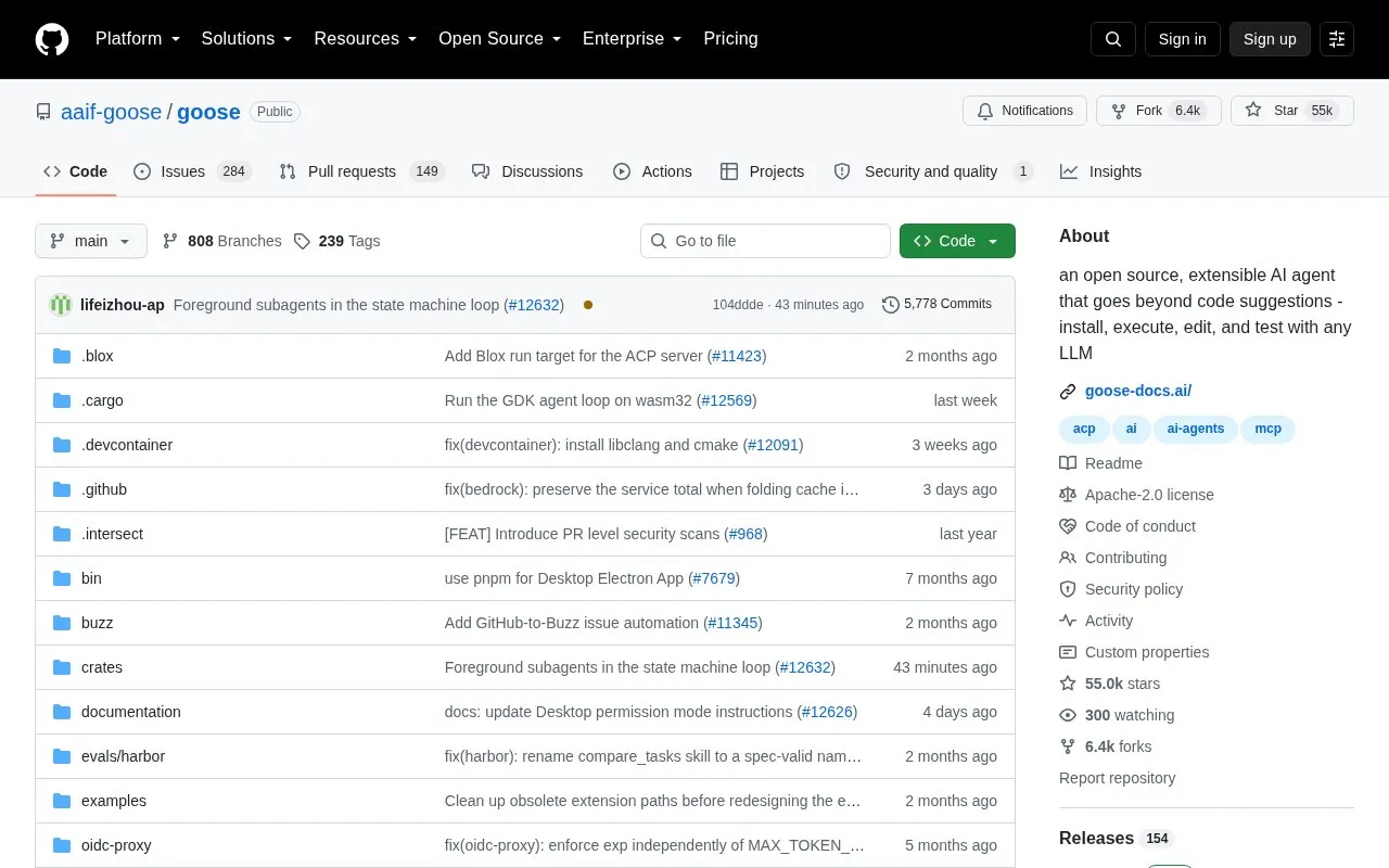 Goose homepage screenshot