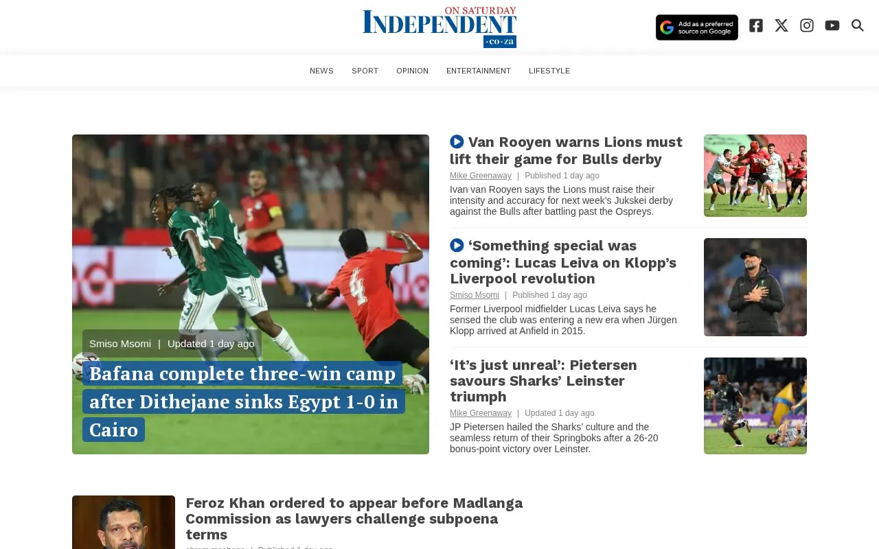 The Independent on Saturday homepage screenshot