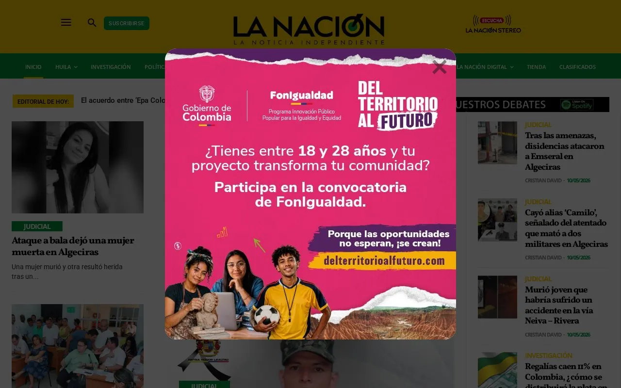 La Nación homepage screenshot