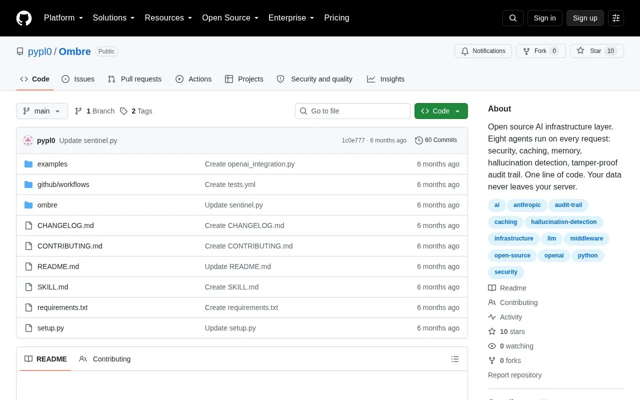 Ombre homepage screenshot
