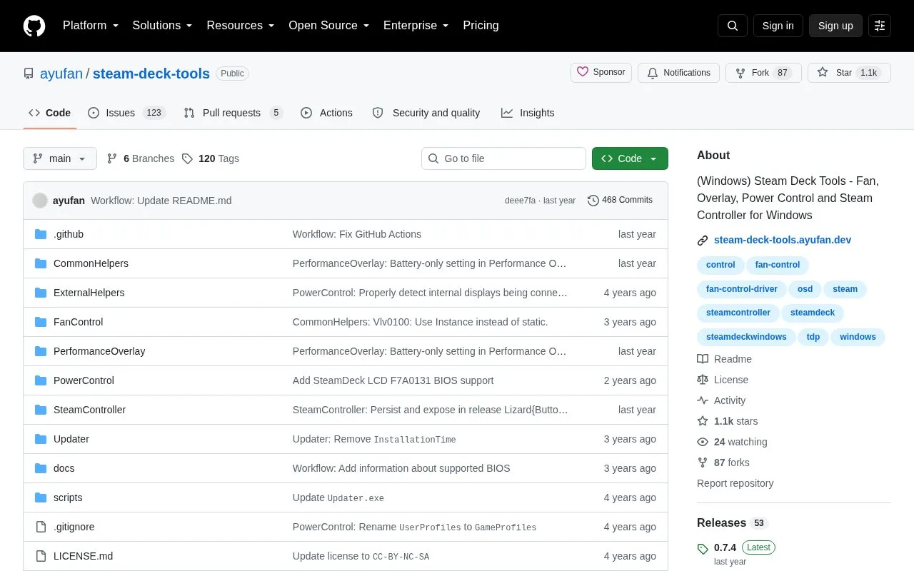 steam-deck-tools homepage screenshot