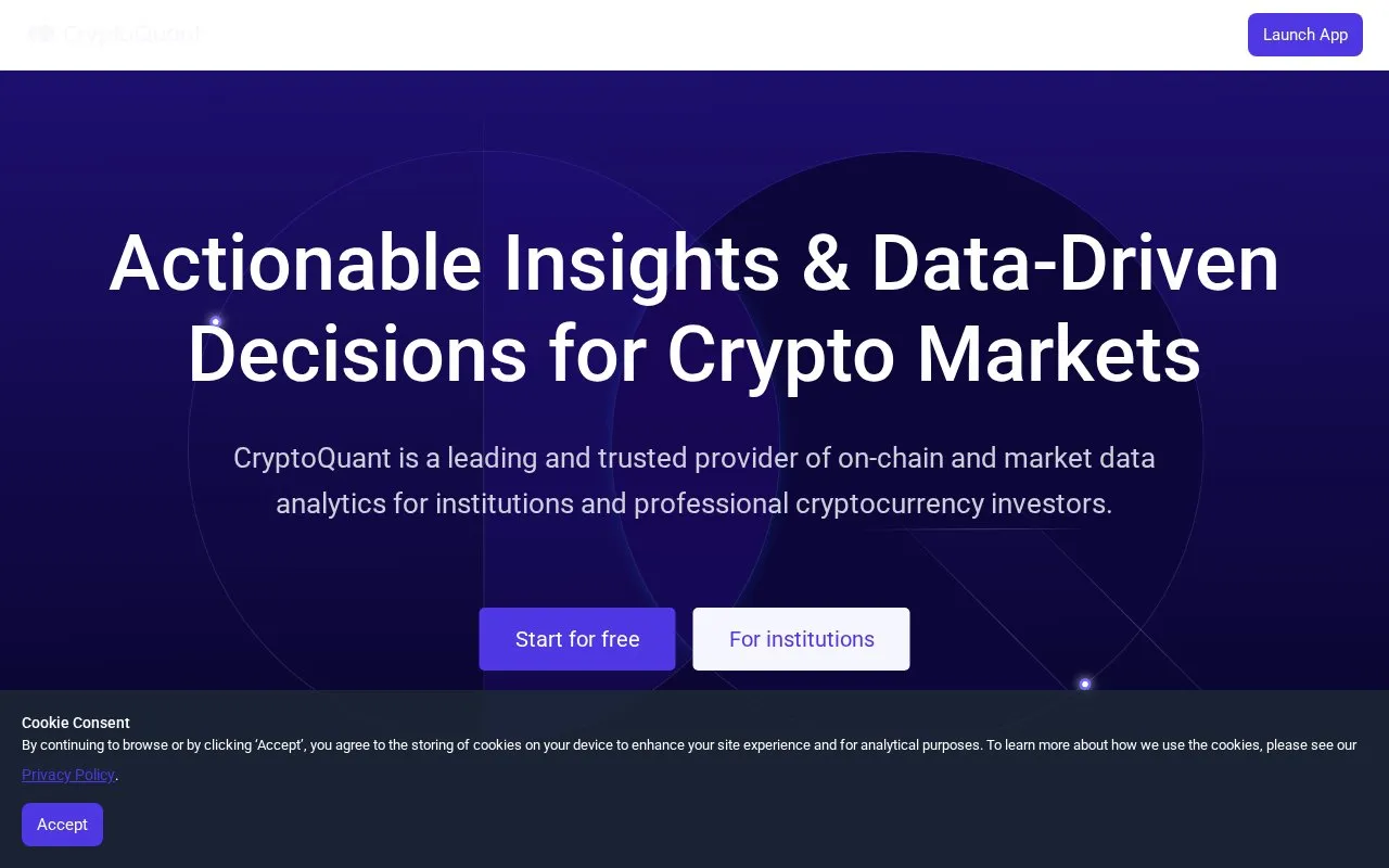 CryptoQuant homepage screenshot