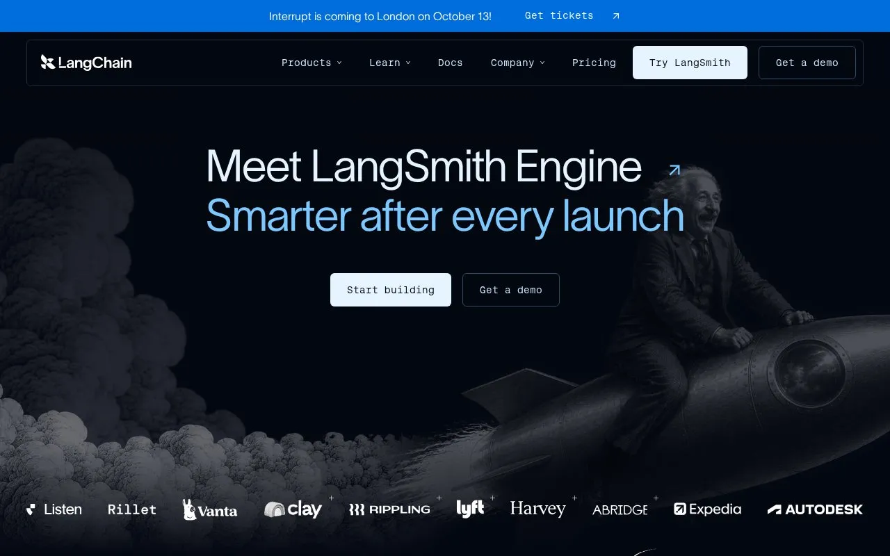 LangChain homepage screenshot