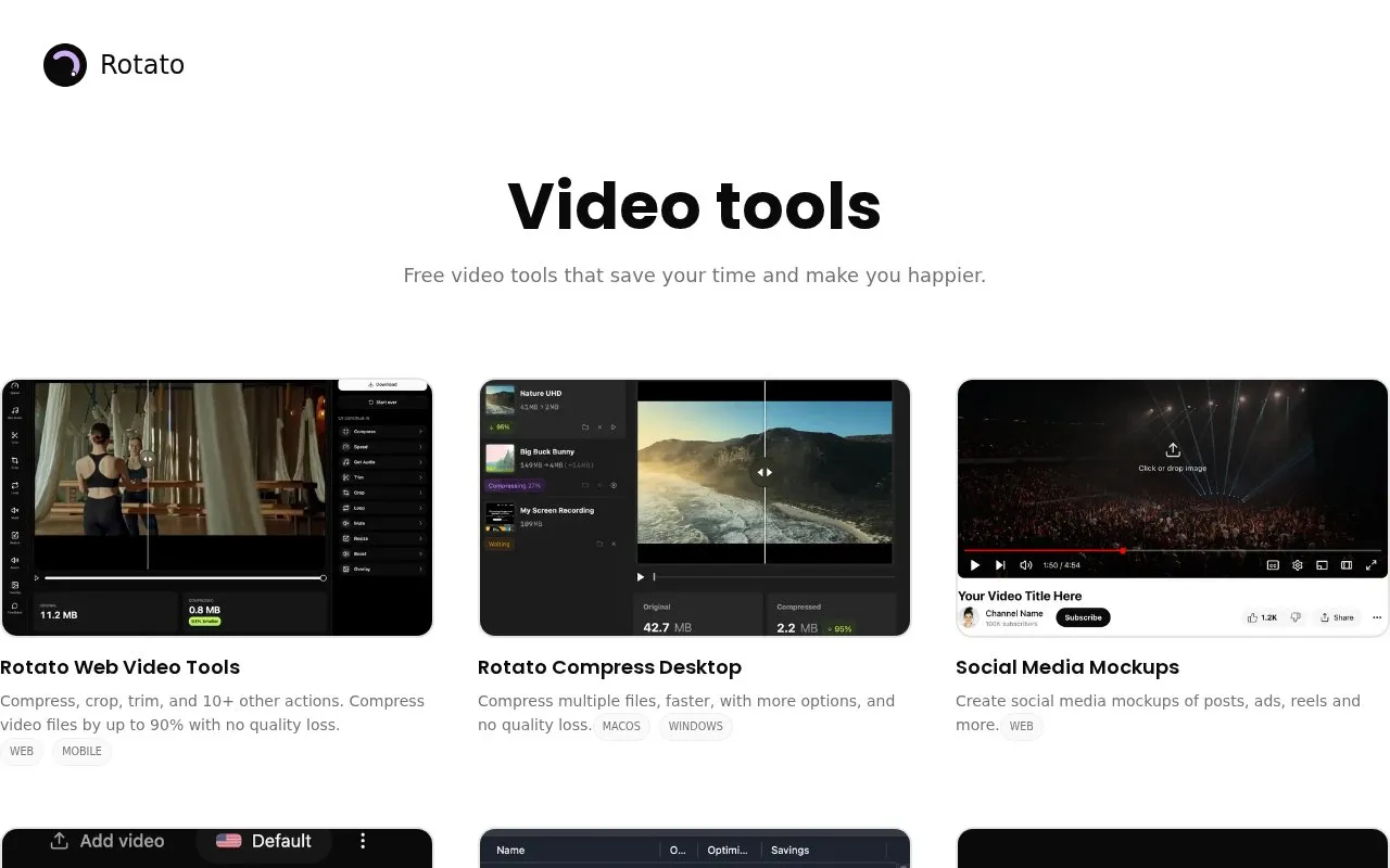 Rotato homepage screenshot