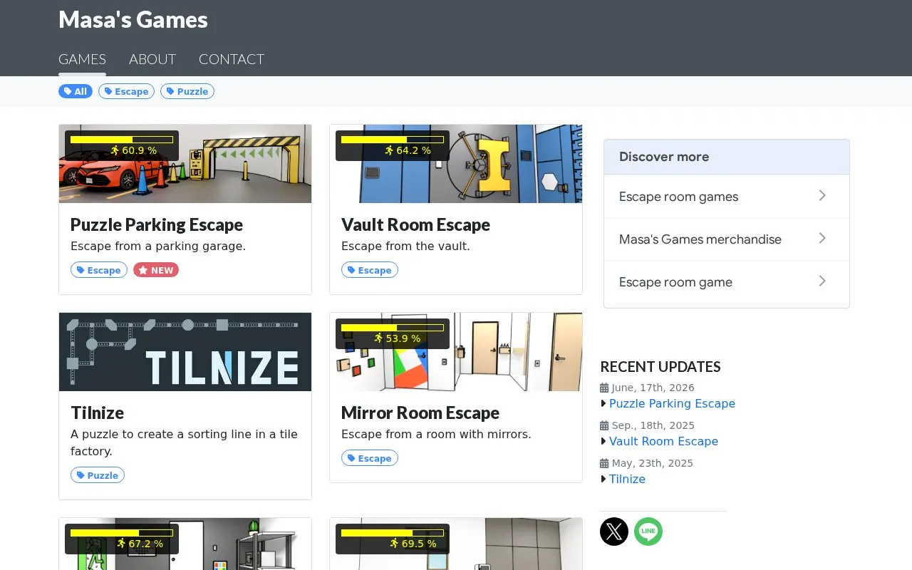 MasasGames homepage screenshot