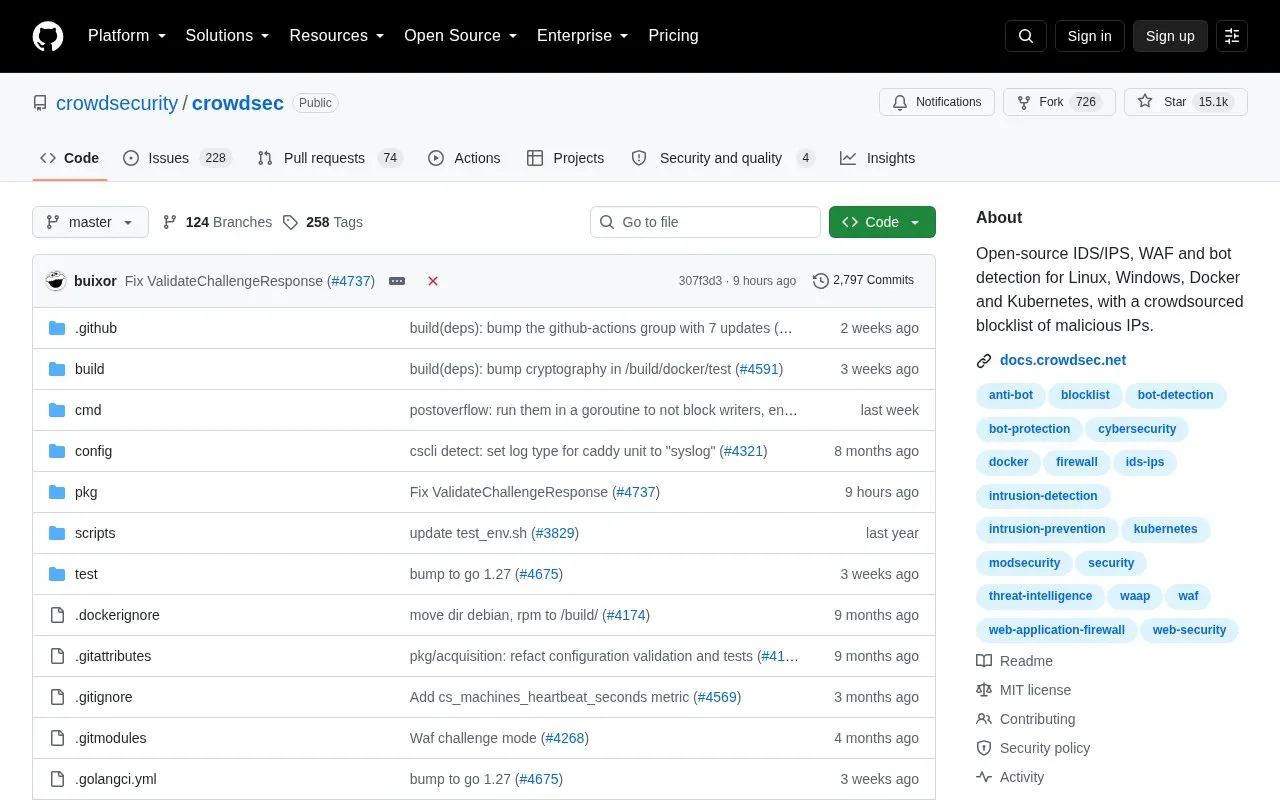 Crowdsec homepage screenshot