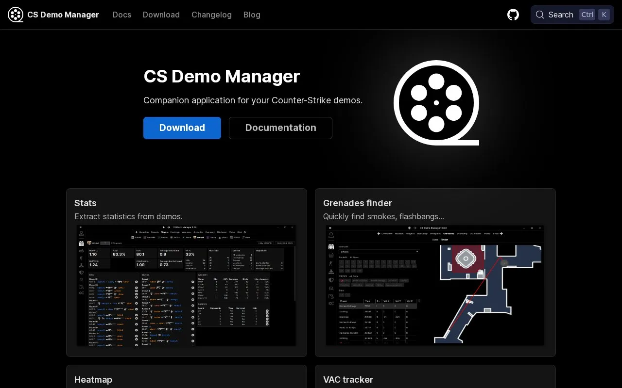 CS Demo Manager homepage screenshot