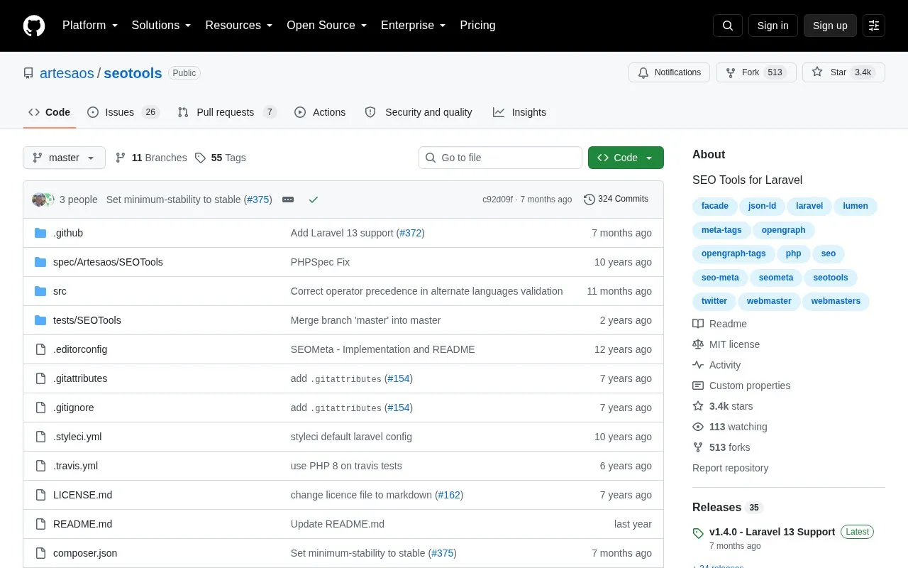 seotools homepage screenshot