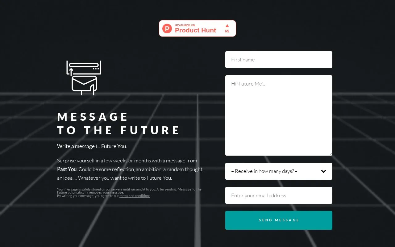 MessageToTheFuture homepage screenshot