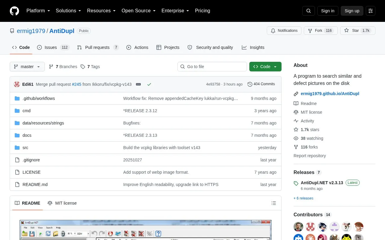 AntiDupl homepage screenshot