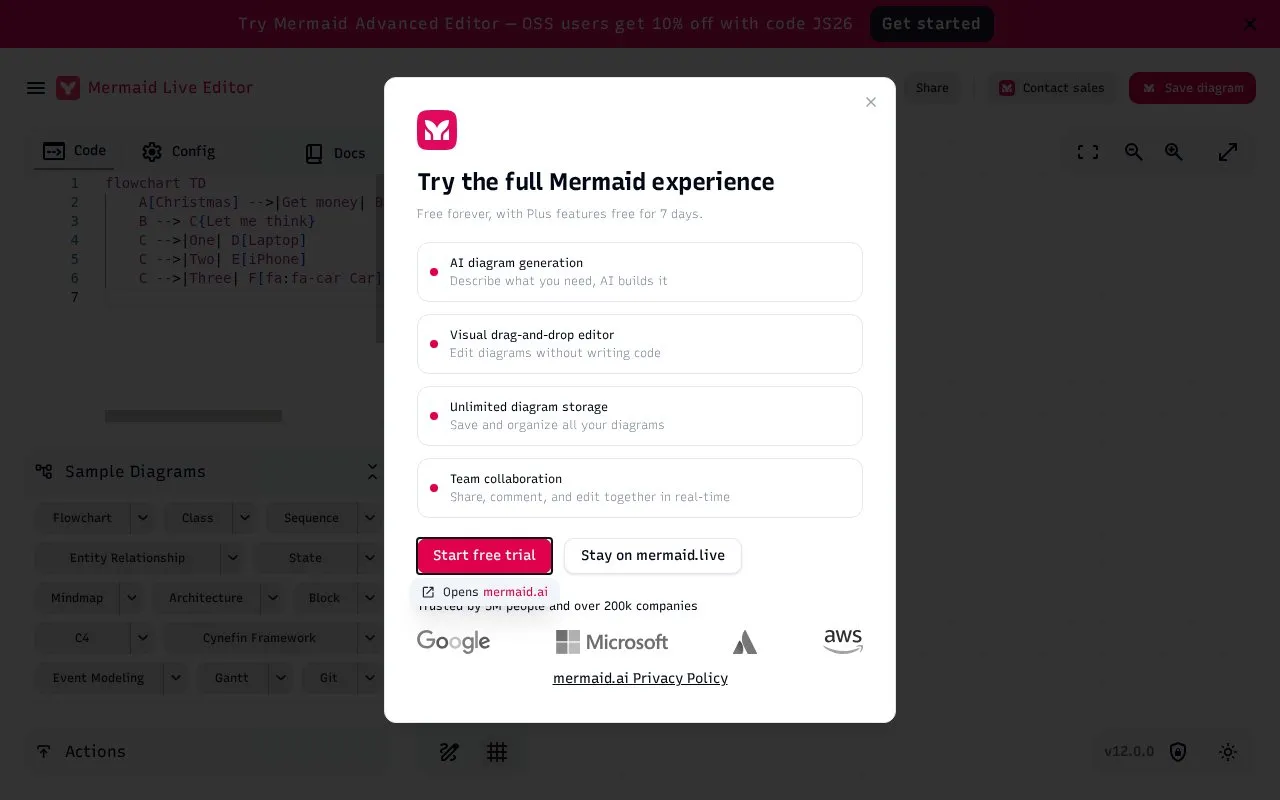 Mermaid homepage screenshot