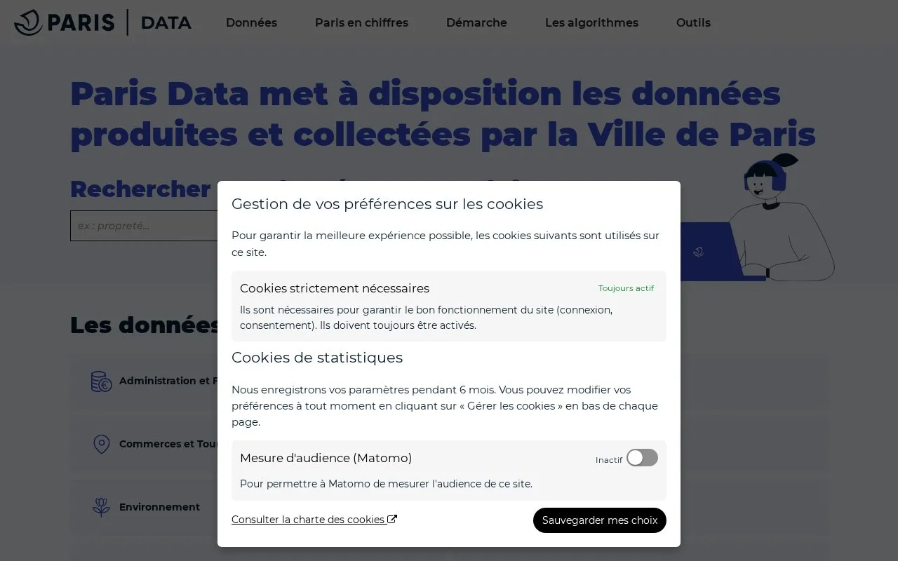 opendata.paris.fr homepage screenshot