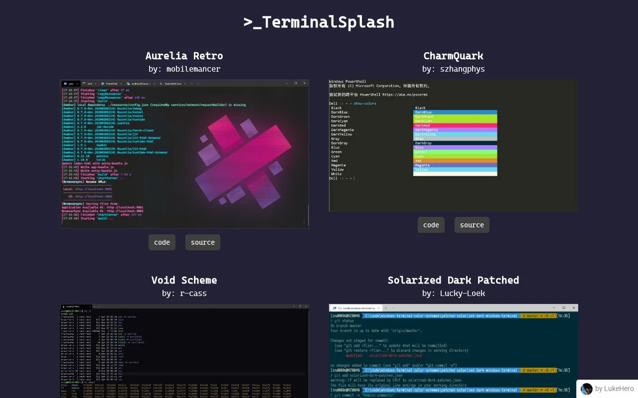 TerminalSplash homepage screenshot